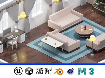 Room 29 Low-poly 3D model