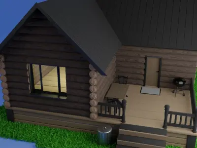 The Wood Cabin 3d model  Low-poly 3D model
