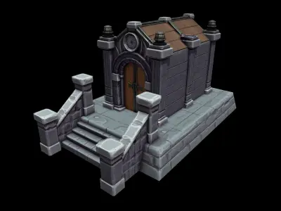Low Poly Crypt - Stylized Low-poly 3D model