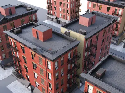New York corner building Low-poly 3D model