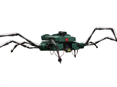 Robotic Character SPIDER with RIG Low-poly 3D model
