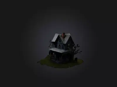 Realistic Haunted House Model Low-poly 3D model