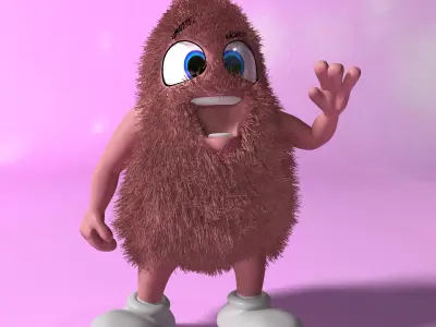 Pink Creature RIGGED and Animated Low-poly 3D model