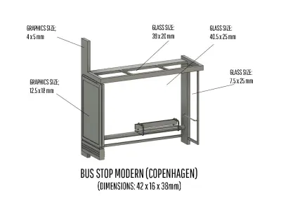 DET-0040 Bus Square set H0-scale 3D print model