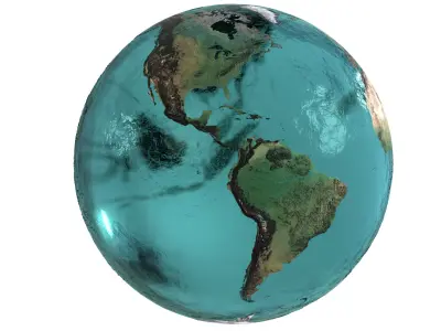 Earth Water 3D Globe Contours Map Low-poly 3D model
