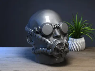 Human head with mask headdphone Stand 3D print model