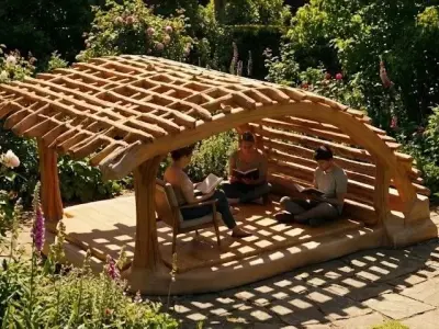 Organic Parametric Woven Timber Pavilion Rustic Garden Shelter Low-poly 3D model
