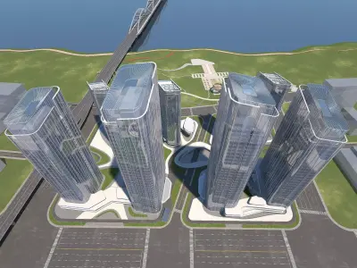 Modern architecture  high-rise buildings 3D model