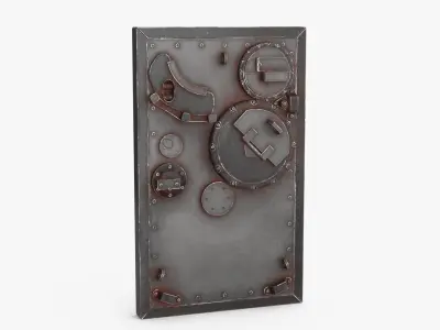 Rusted Metal Bunker Door 4 Low-poly 3D model