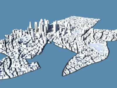 Cityscape city in shape of snow globe 3D model