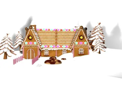 Gingerbread Village V2 Double house 3D model