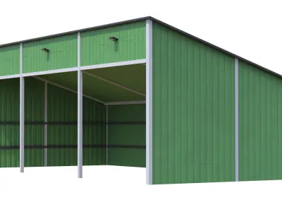 Silage Clamp 12 Green Low-poly 3D model