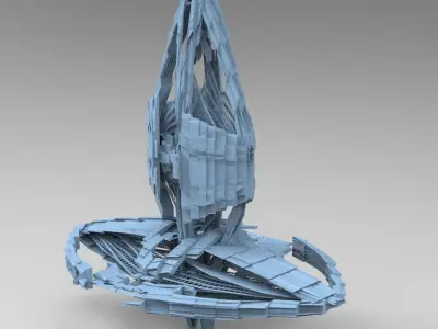 Atlantean market district tower  Low-poly 3D model