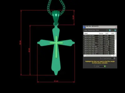 Light Gold 18K Cross Pendant 2CP041 3D print model