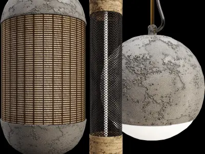 Concrete Pendant Lamp Collection 01 3D model