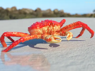  Paralithodes Crab Walking Animated Rigged For Blender 