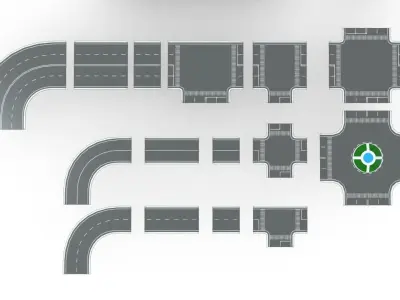 Bridge - Road Modules Low-poly 3D model