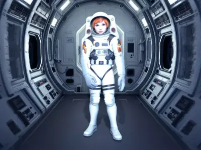 Astronaut with Light Chestnut Hair Low-poly 3D model