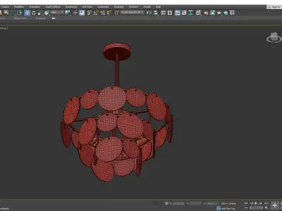 JACKLYN chandelier with clear glass circles and gold accents Low-poly 3D model