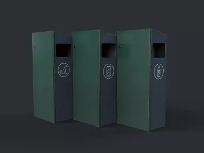 Street Trash Can 16 PBR Game Ready Low-poly 3D model