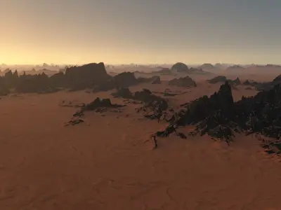 Martian desert terrain sci-fi environment parametric landscape 3D model