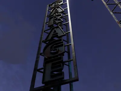 Hong Kong American  Japanese style  shop signs Low-poly 3D model