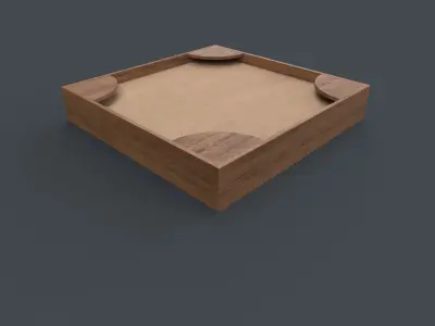 PBR Outdoor Wooden Sandbox Square A Low-poly 3D model