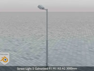 Street Light 5 Galvanized F1 M1 K0 A2 3000mm  Low-poly 3D model