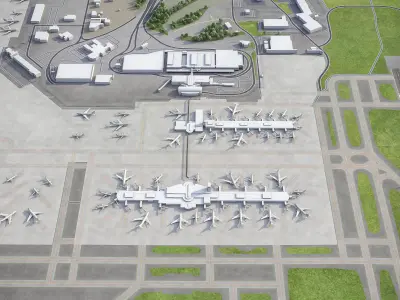 Cincinnati - Northern Kentucky Airport - CVG Low-poly 3D model