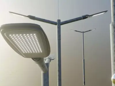 Street Light 2 Galvanized F2 M1 K0 3000mm Low-poly 3D model