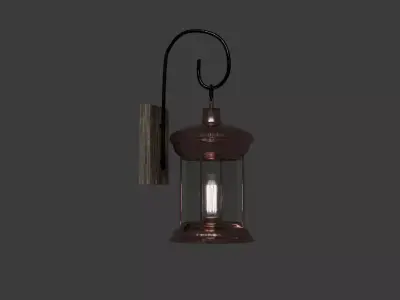 Brass Hanging Lantern Wall Sconce with Edison Bulb Low-poly 3D model
