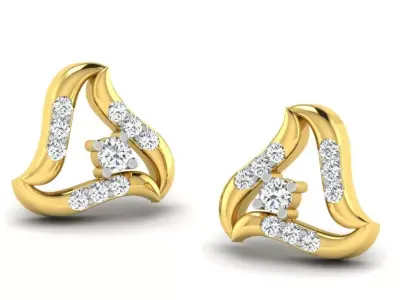 Gold Diamond Women Earring 3D print Model 3D print model 131