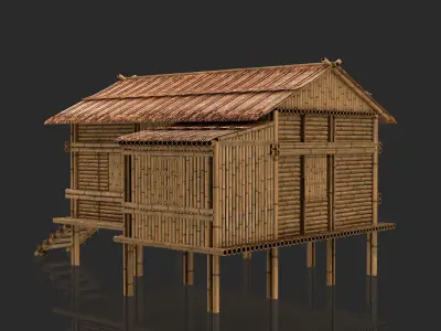 Bamboo House 6 - Jungle Hut 3D model