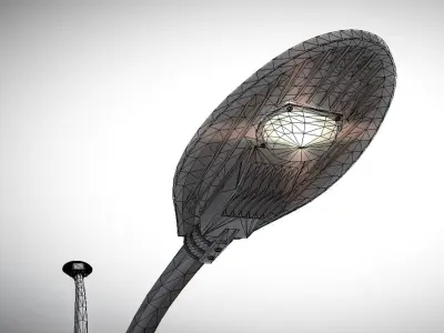 Sci-Fi Street Light 14 version 16 10m with pole 4 Low-poly 3D model