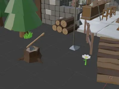 Low poly bar in the ruined house Low-poly 3D model
