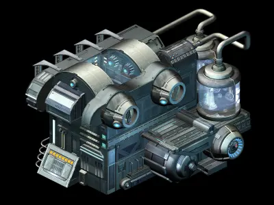 Sci Fi Building-Connection Wall 09 3D model