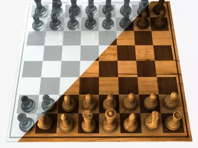 Chess Set Wood and Glass Combo 3D model