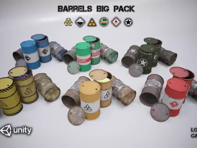 Barrels big pack  Low-poly 3D model