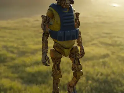 Military robot guard  Low-poly 3D model