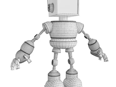 Retro-style red robot 3D model