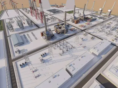 Power plant-Industrial power plant-Power generation Station 3D model