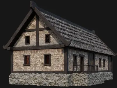 Old House Building 4K Textures GameReady 198 Low-poly 3D model