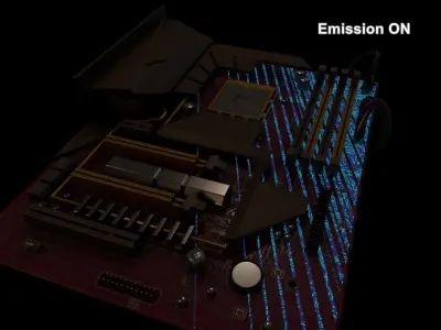 rgb pc motherboard gaming gamer pcie computer circuit board Low-poly 3D model