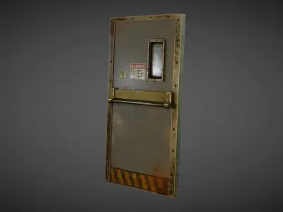 Industrial Metal Door Low-poly 3D model