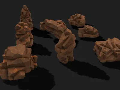 Mountain desert Rocks - PBR Pack 04 Low-poly 3D model