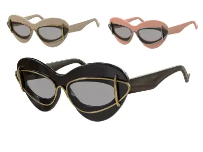 Loewe Cateye Double Frame Sunglasses Low-poly 3D model