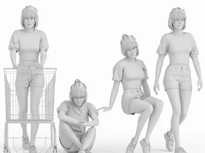 Woman Character - Casual Shopping Attire  Low-poly 3D model