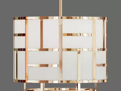 Gold Todd 6 Light Drum Chandelier 3D model