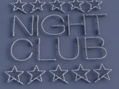 Night Club Neon Sign Low-poly 3D model