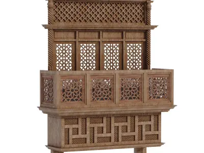 islamic arabic mashraba windows set 581 3D model